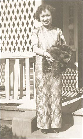 Nellie outside the Family Home